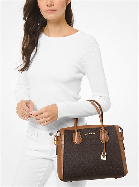 michael michael kors mercer medium logo belted satchel|mercer medium logo belted satchel.